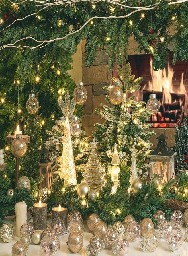 XmasExp 32ct Christmas Ball Ornaments Set -Champagne Clear Plastic Shatterproof Xmas Tree Ball Decorations Hanging Baubles for Holiday Decor - Image 2